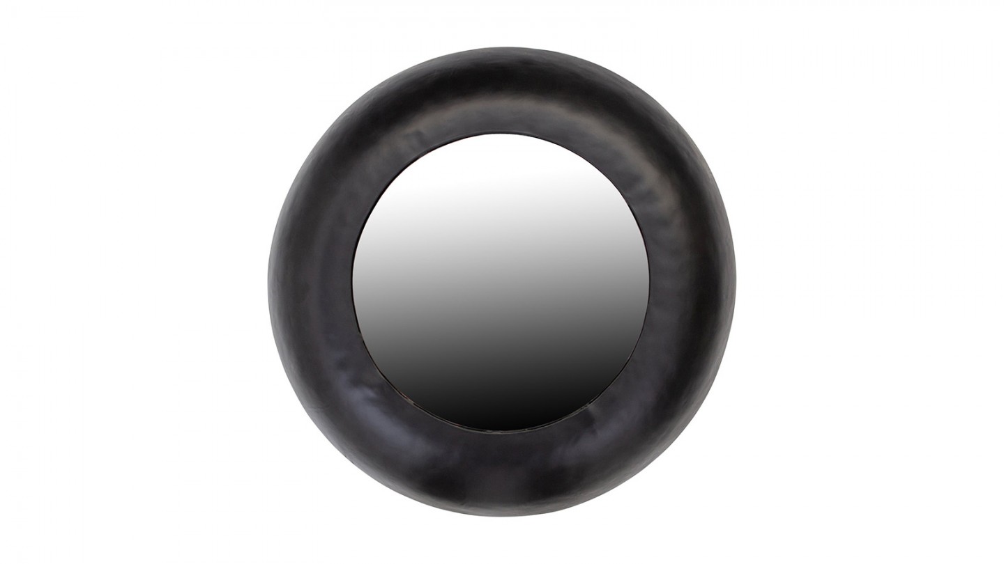 Miroir vintage rond noir 50 cm - Wolf