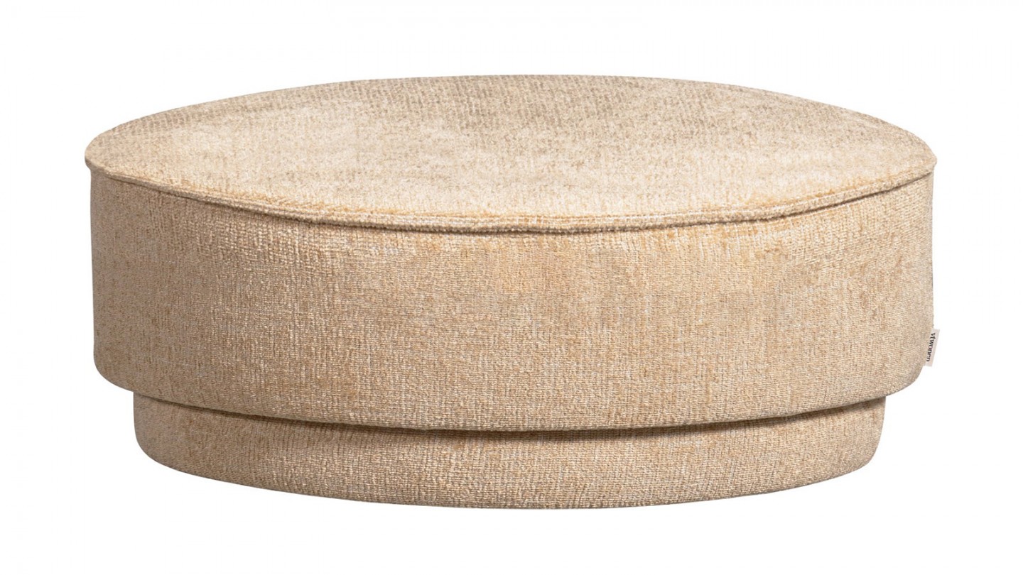 Pouf XL en tissu chenille beige - Pearl