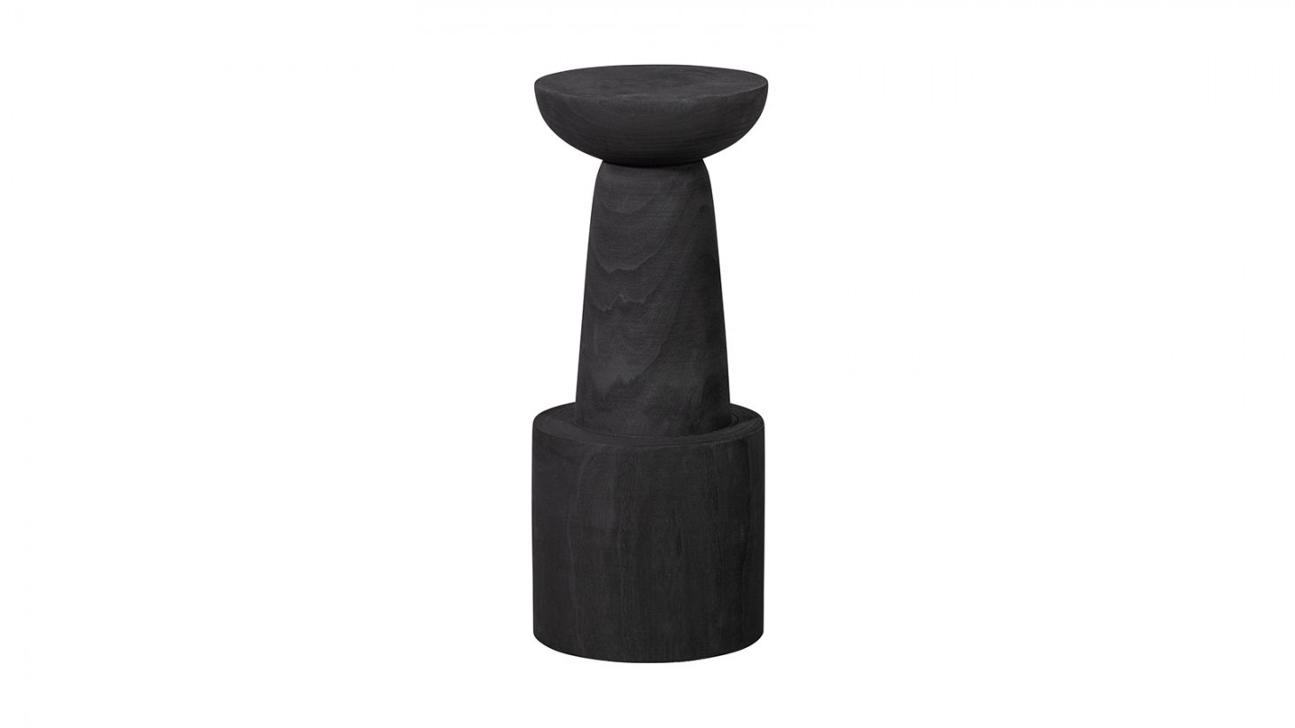 Tabouret de bar en bois paulownia noir - Bink