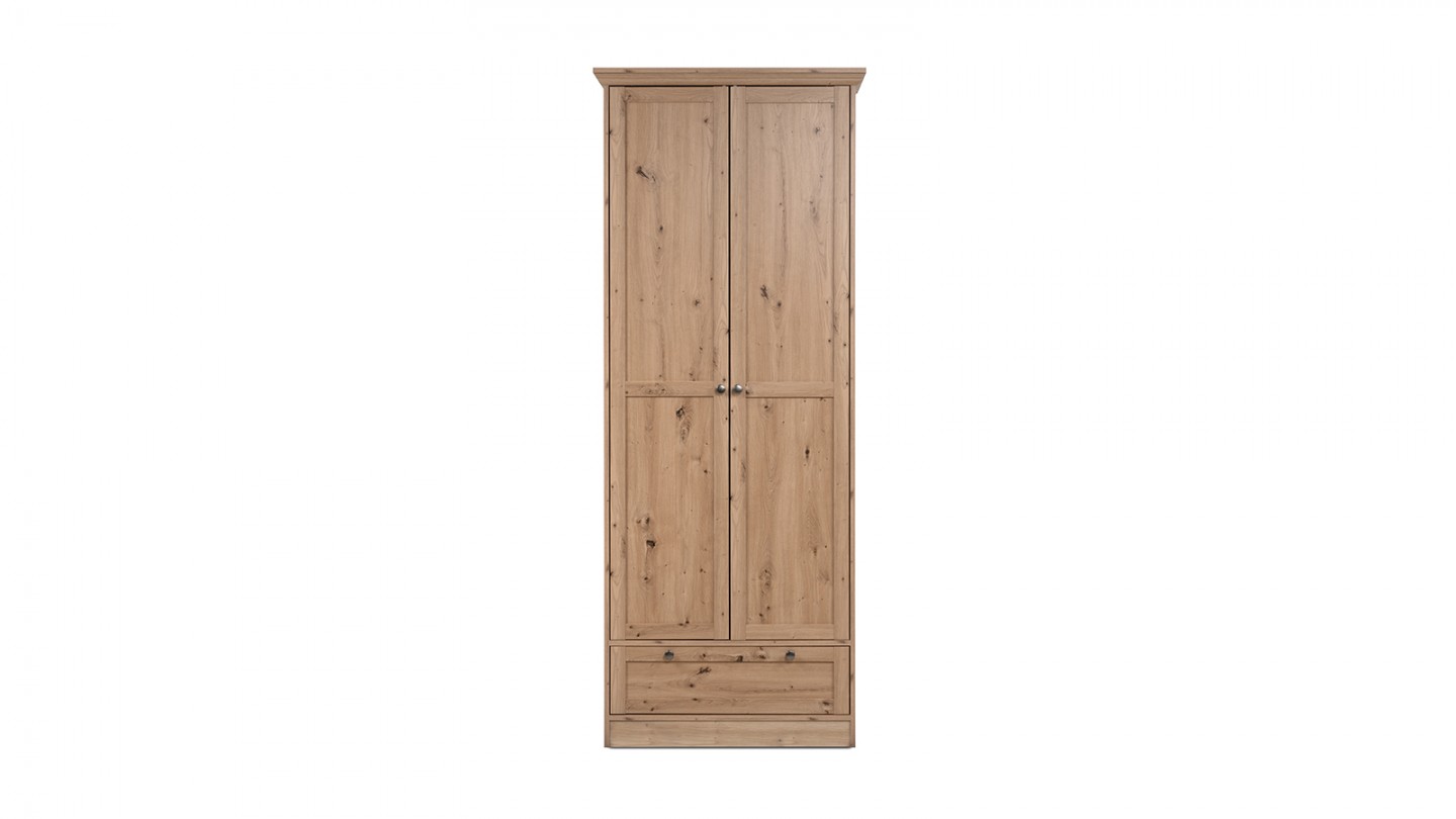 Armoire 2 portes 1 tiroir effet chêne - Saga