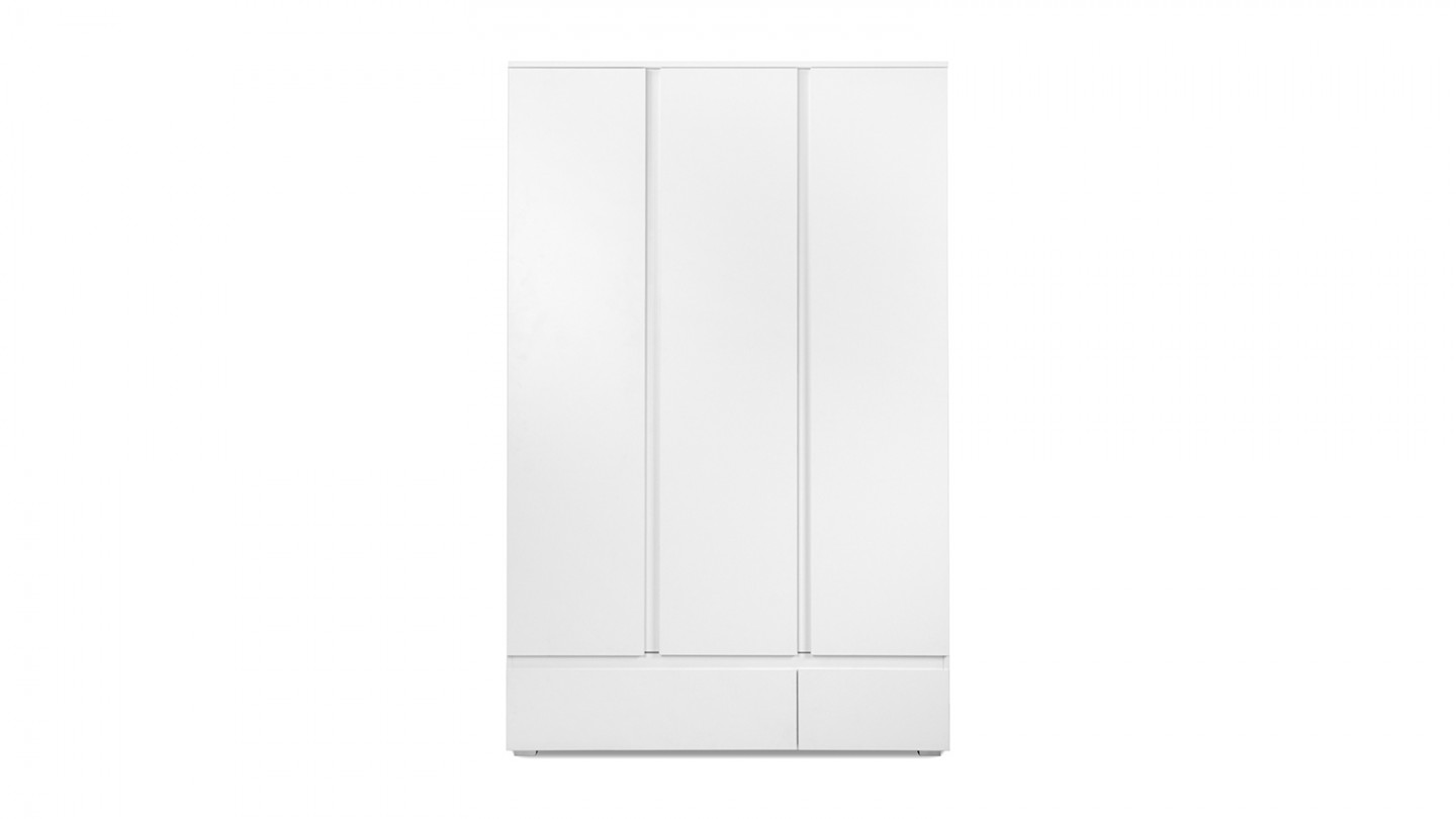 Armoire 3 portes 2 tiroirs blanche 122 cm - Medea