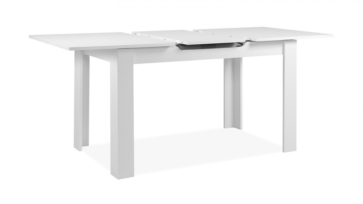 Table à manger extensible 4/6 personnes blanche 125/165 cm - Lars