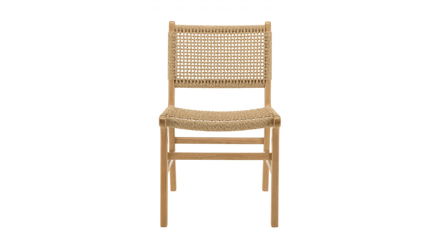 Lot de 2 chaises jardin teck naturel rotin synthétique beige VALERIA