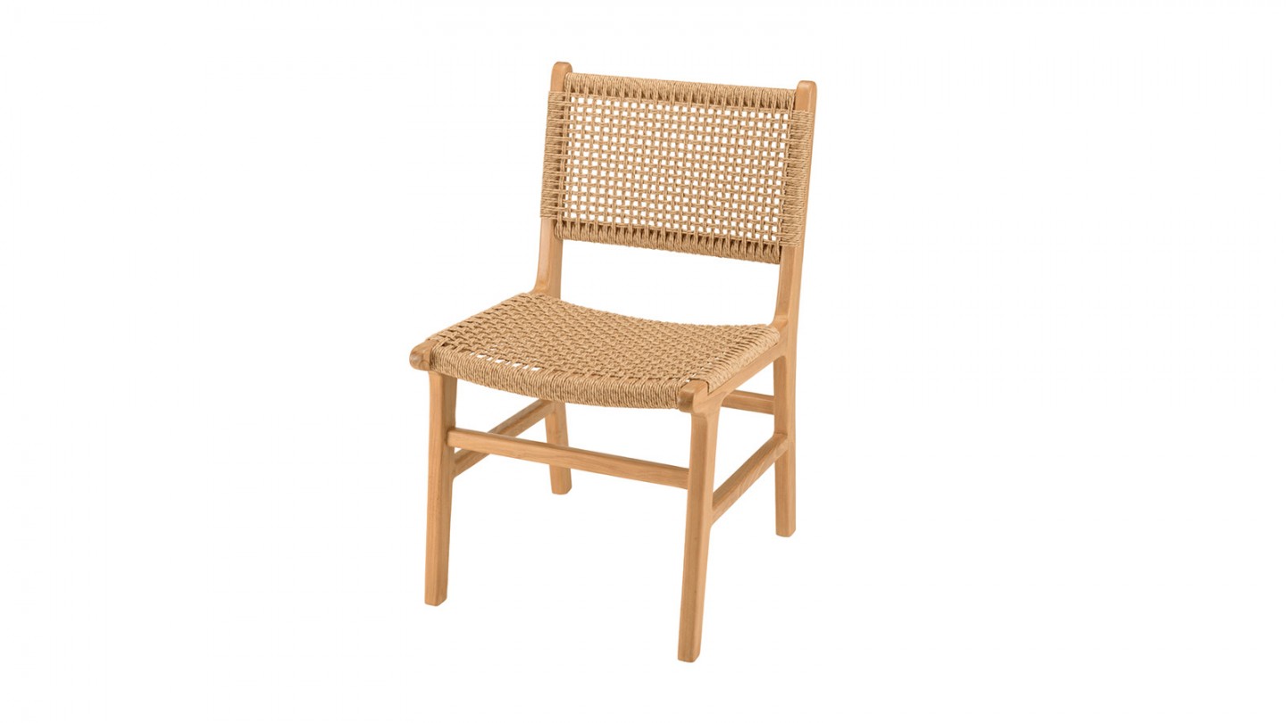 Lot de 2 chaises jardin teck naturel rotin synthétique beige VALERIA