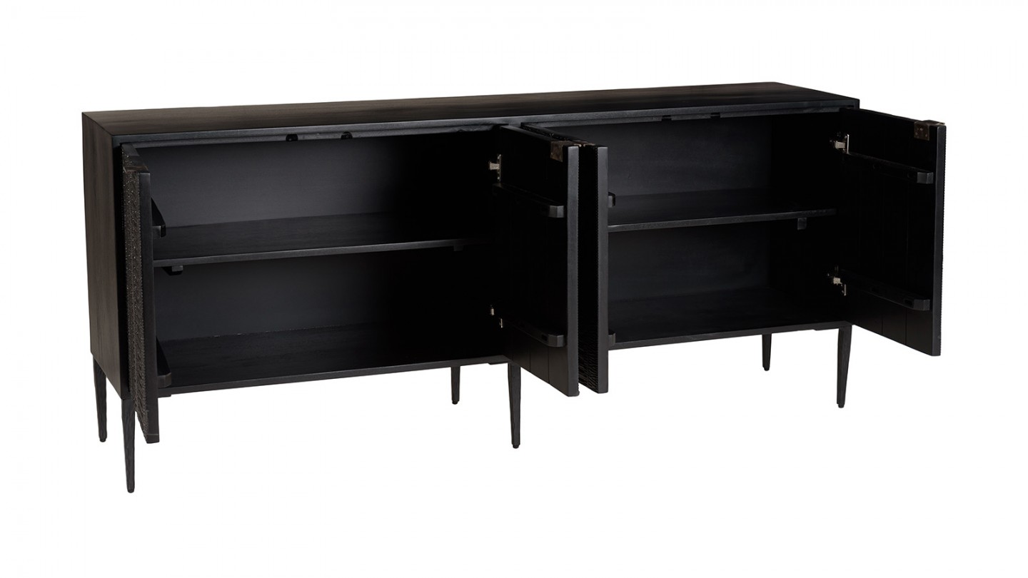 Buffet en manguier noir 4 portes sculptées 175cm - Gloria