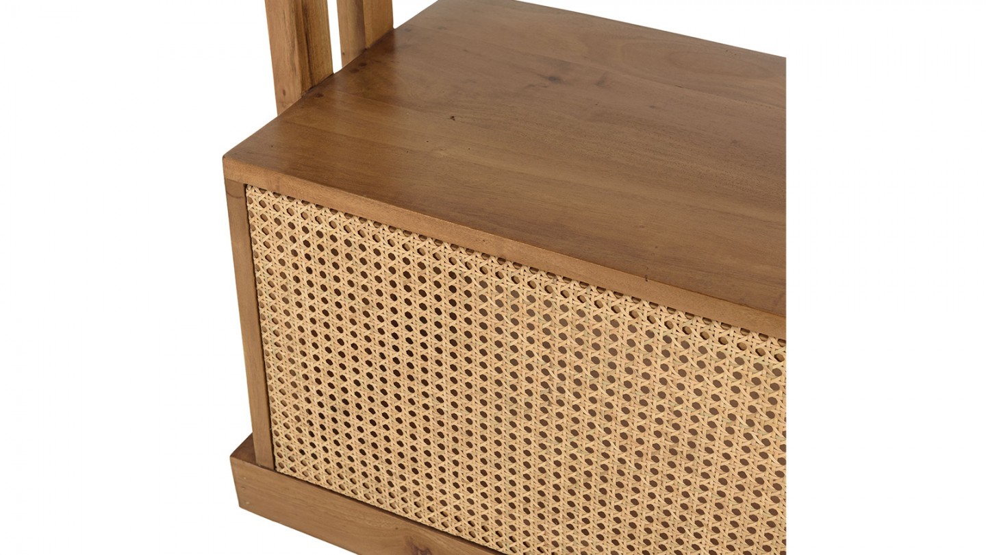 Étagère 6 niveaux en bois de mahogany et cannage naturel - Will