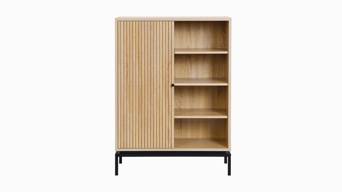 Bibliothèque 1 porte 4 niches effet bois 80 cm - Talia