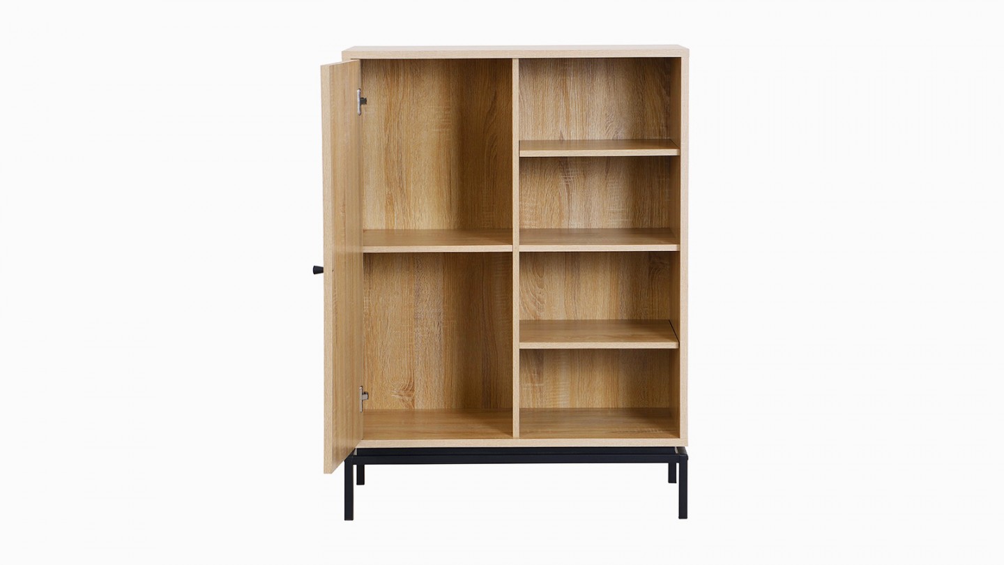 Bibliothèque 1 porte 4 niches effet bois 80 cm - Talia