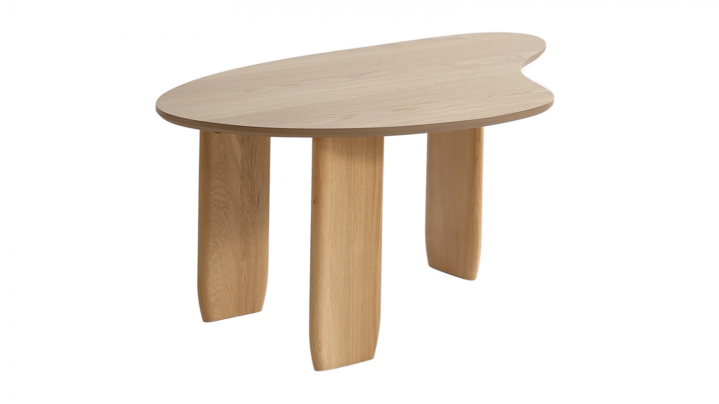 Table basse organique en bois placage chêne 100 cm - Aria