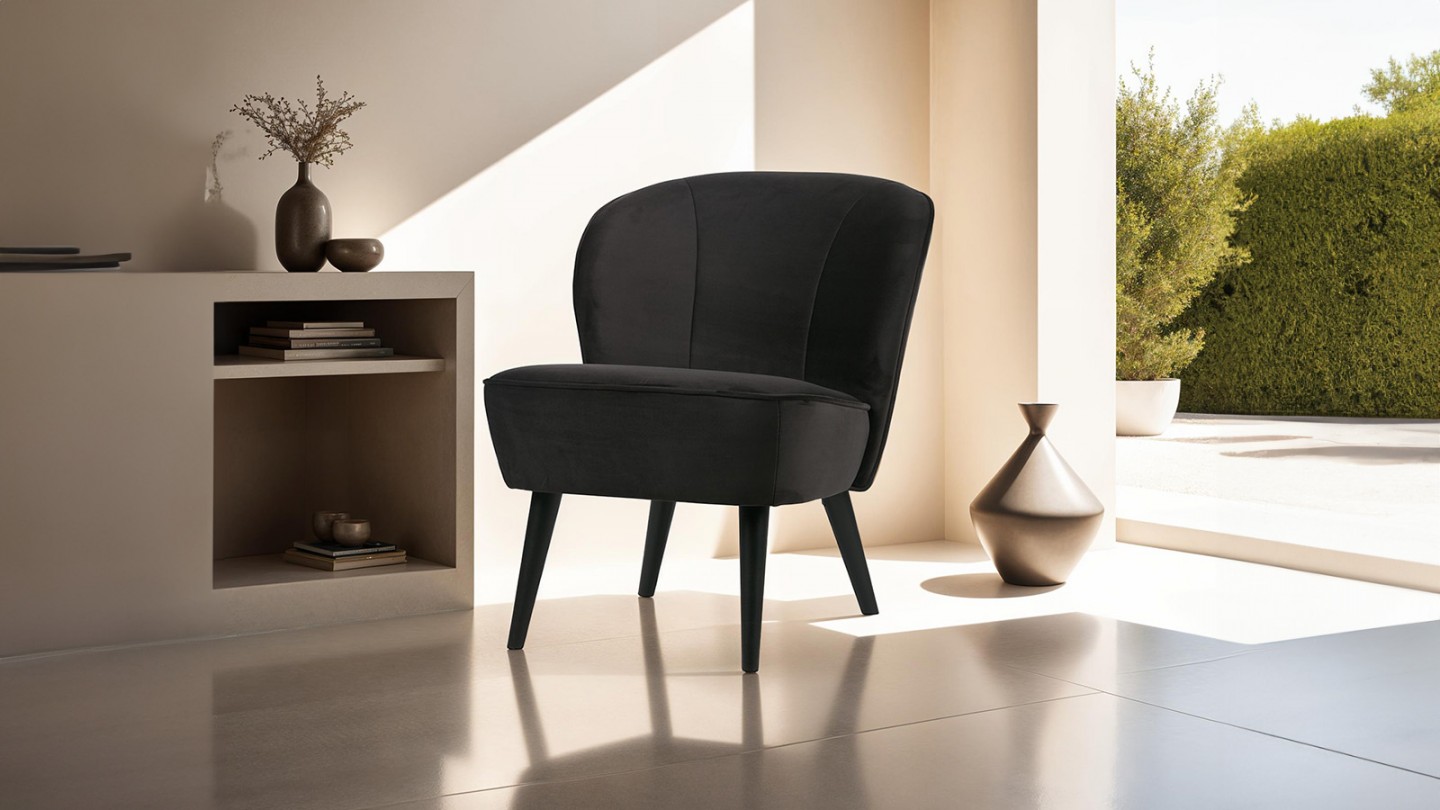 Fauteuil en velours anthracite - Collection Sara - Woood