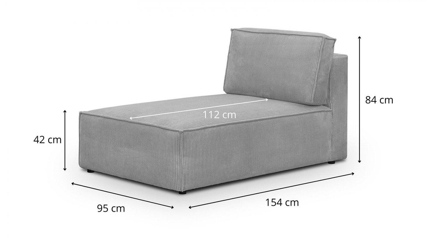 Canapé d'angle modulable 6/7 places en velours côtelé gris clair - Harper Mod