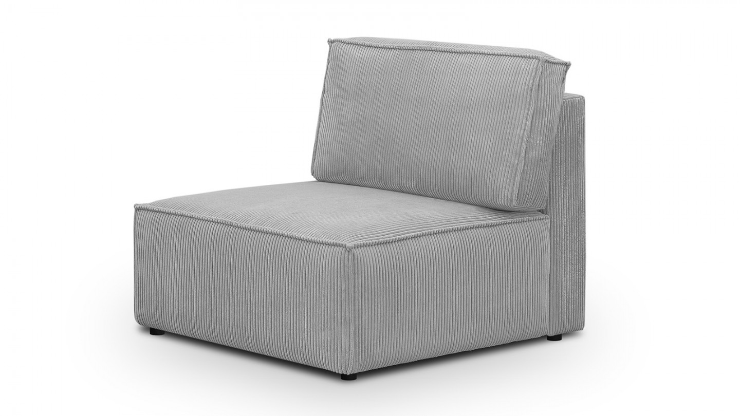 Canapé d'angle modulable 6/7 places en velours côtelé gris clair - Harper Mod