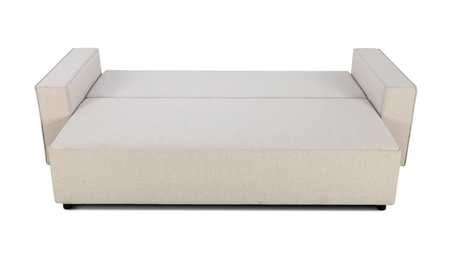 Canapé convertible 3 places en tissu beige - Théa