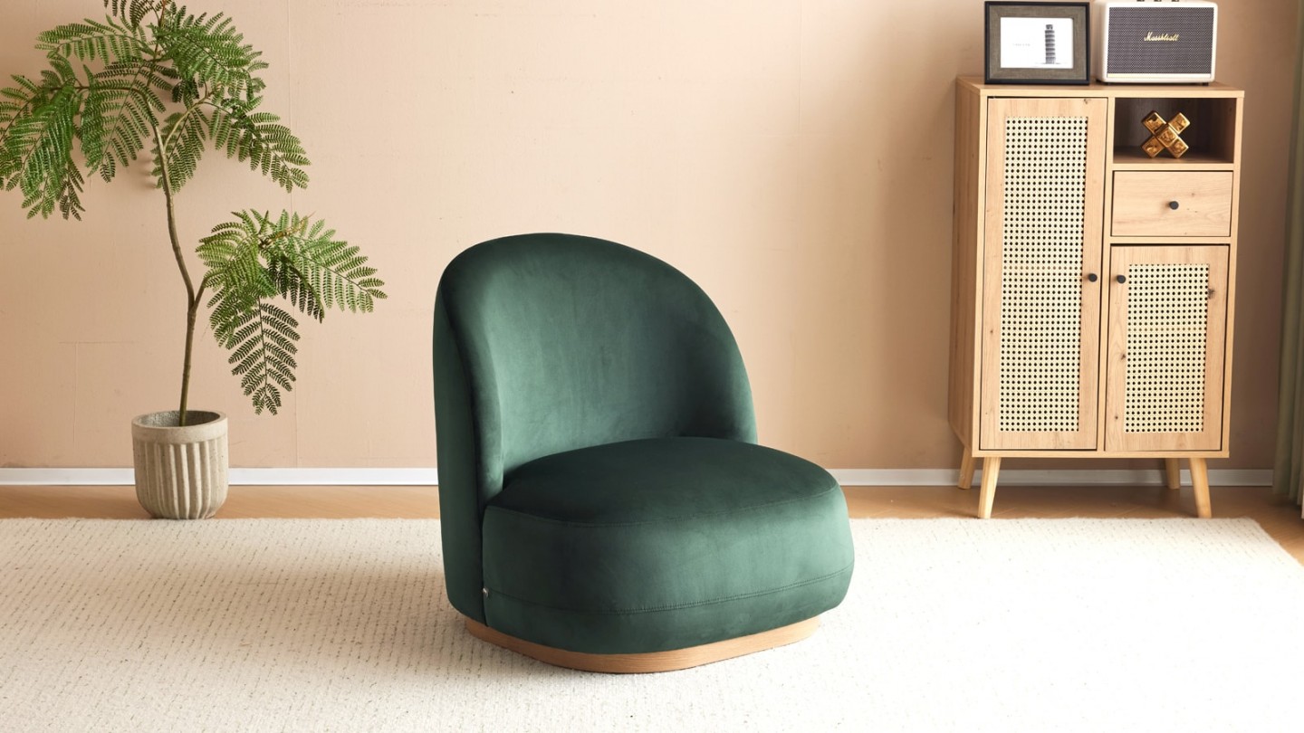 Fauteuil en velours vert - Colette