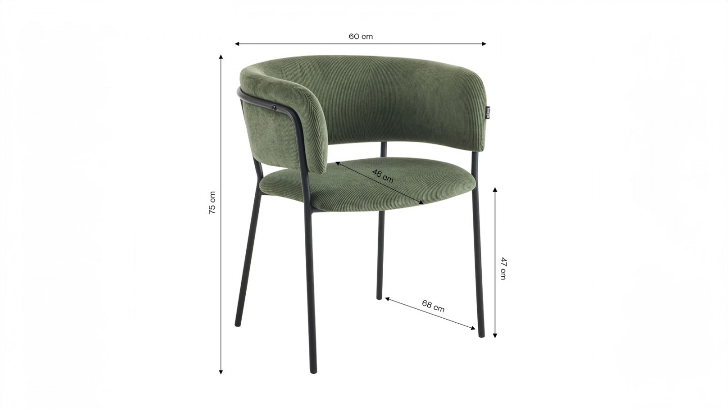 Lot de 2 fauteuils de table en velours côtelé vert - Malone