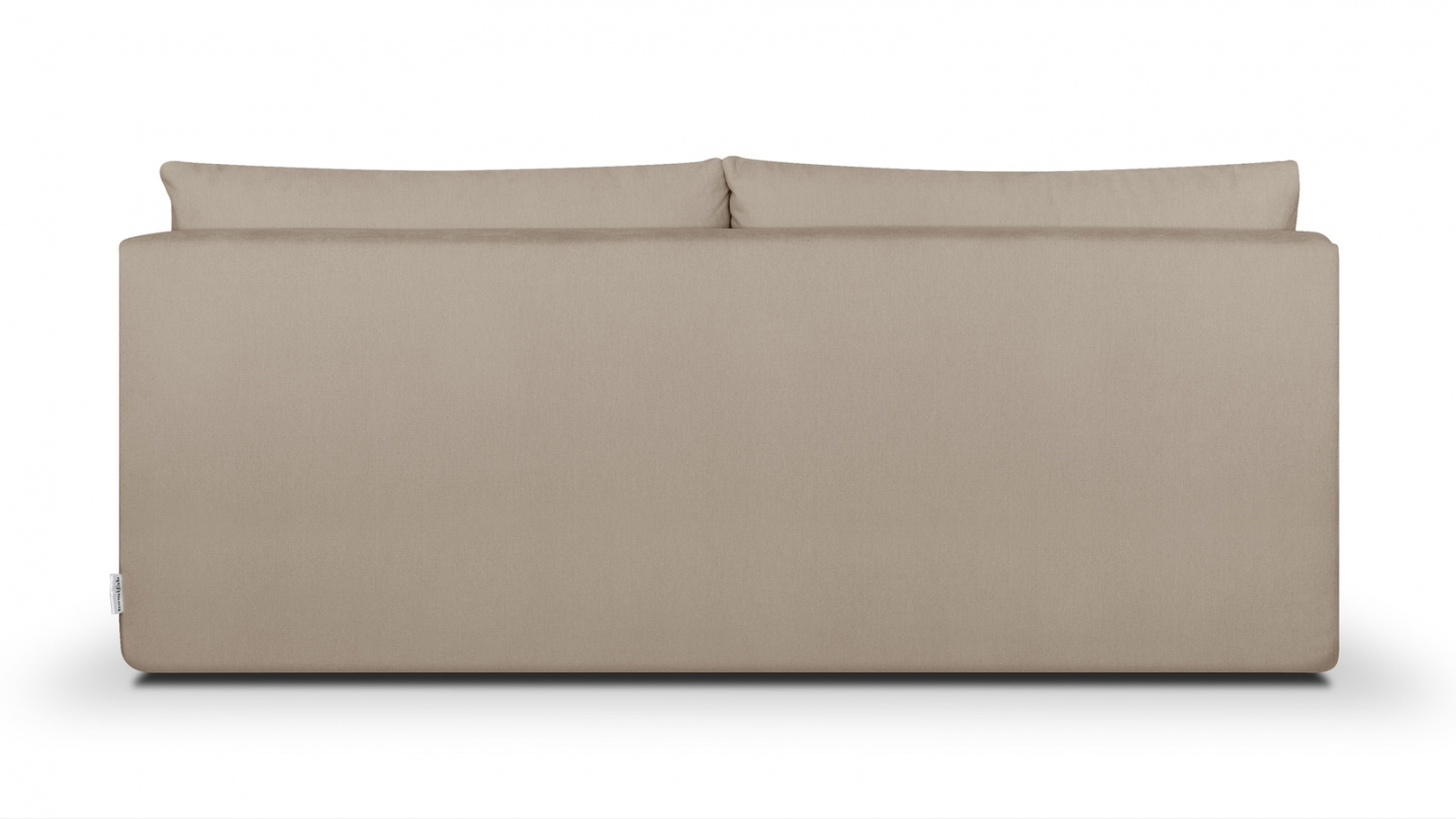 Canapé convertible 3 places avec coffre de rangement en tissu chenille taupe - Léo