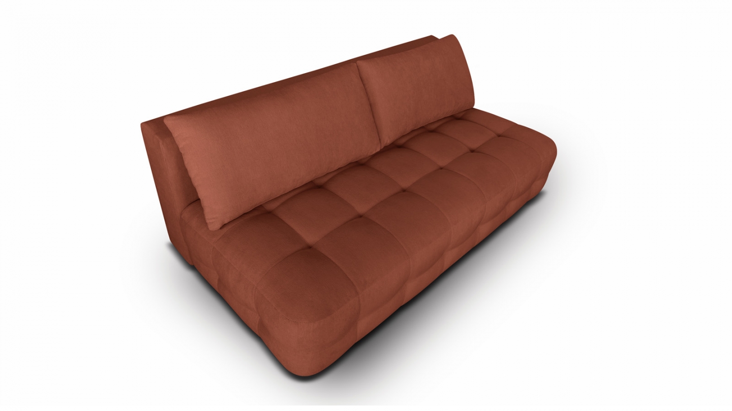 Canapé convertible 3 places avec coffre de rangement en tissu chenille terracotta - Léo