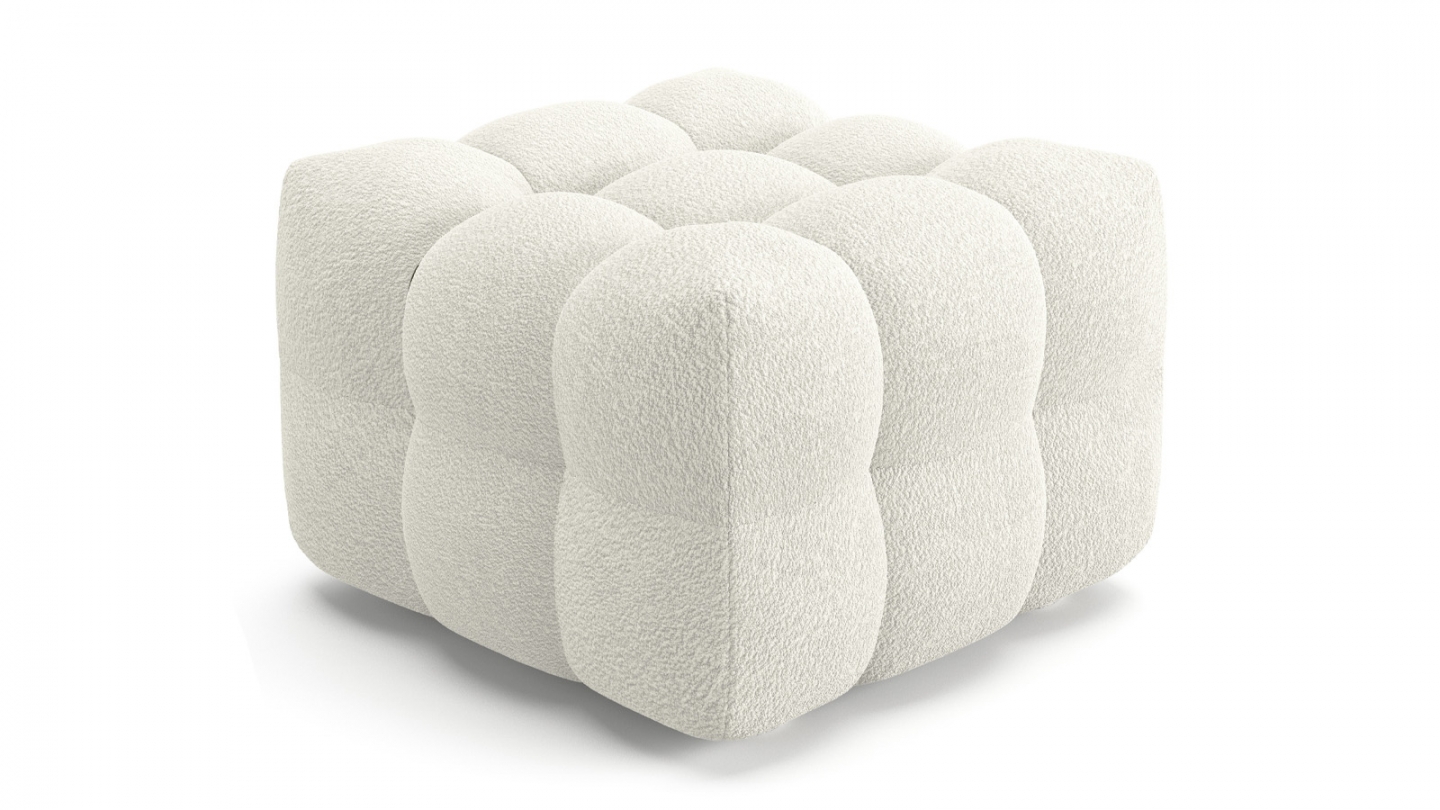 Pouf en tissu bouclé beige - Cester