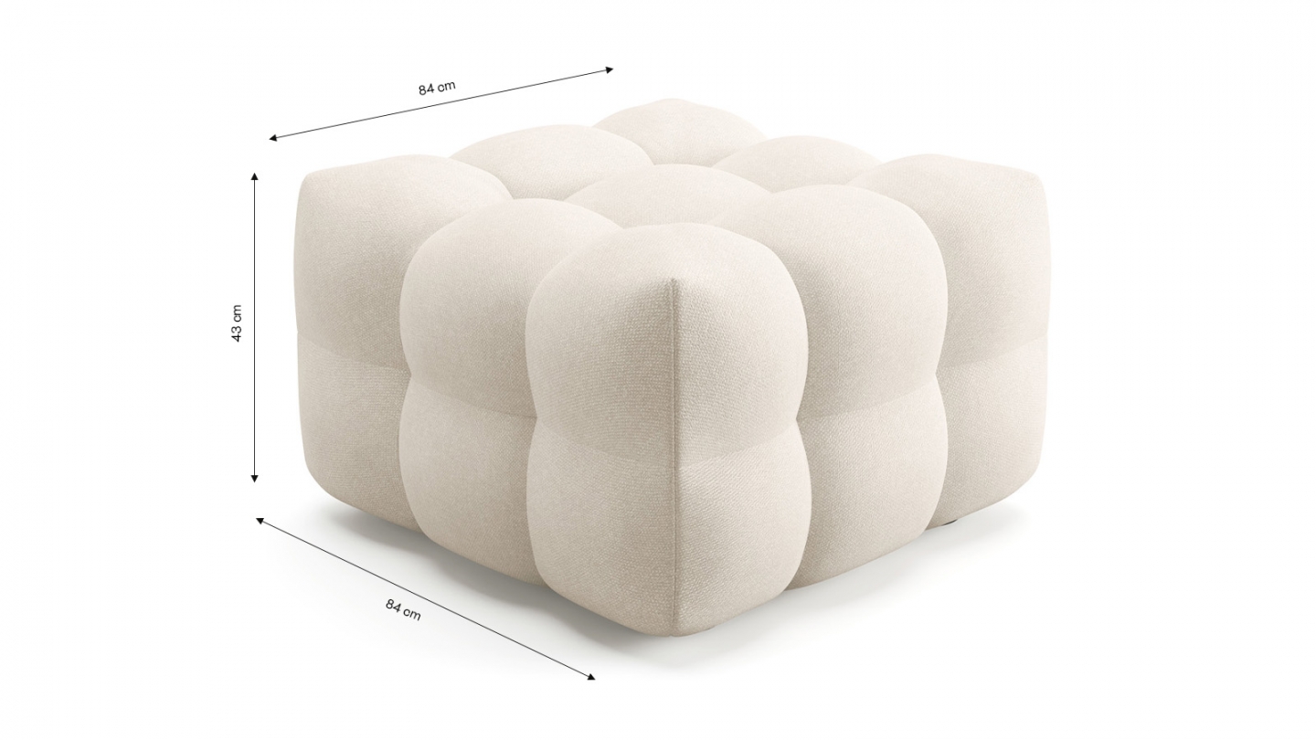 Pouf capitonné en tissu chenille beige - Cester