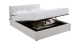 Lit coffre adulte 160x200 cm avec tête de lit capitonnée en tissu beige et sommier - Tina