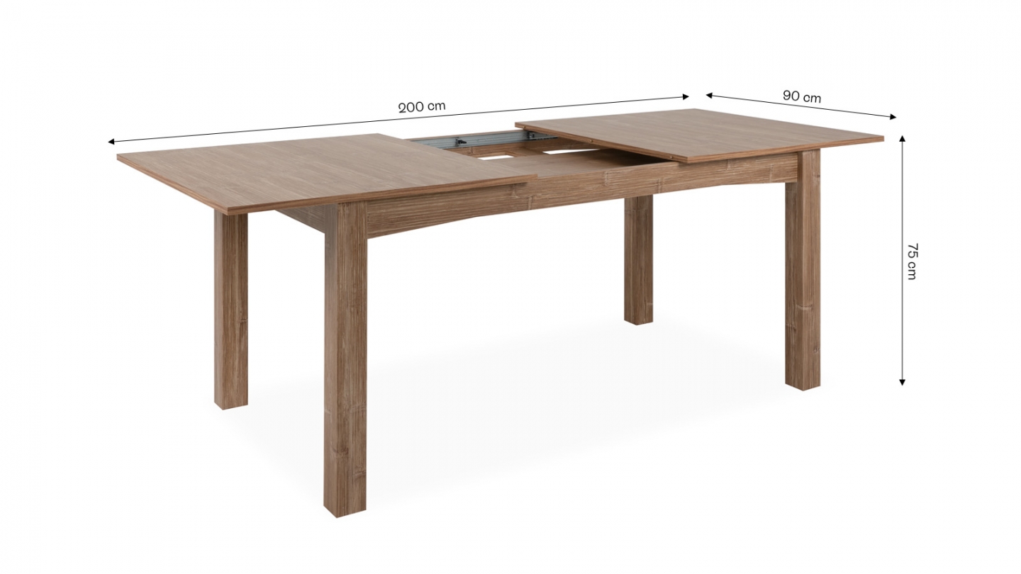 Table à manger extensible effet bambou 6/8 personnes 160/200 cm - Romi