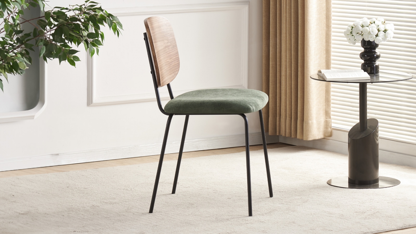 Lot de 2 chaises en velours côtelé vert kaki - Naya Lot de 2 chaises en velours côtelé vert kaki - Naya