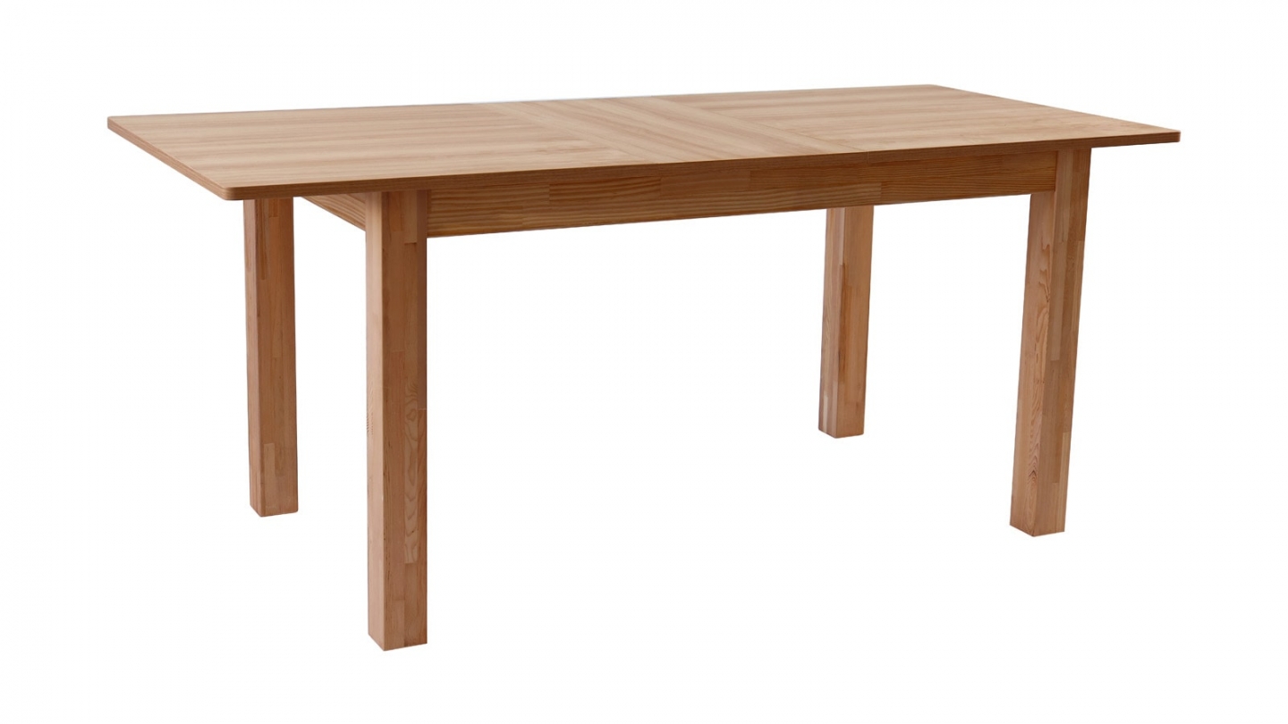 Table à manger extensible effet bois, piètement bois 140/180 cm - Lexi