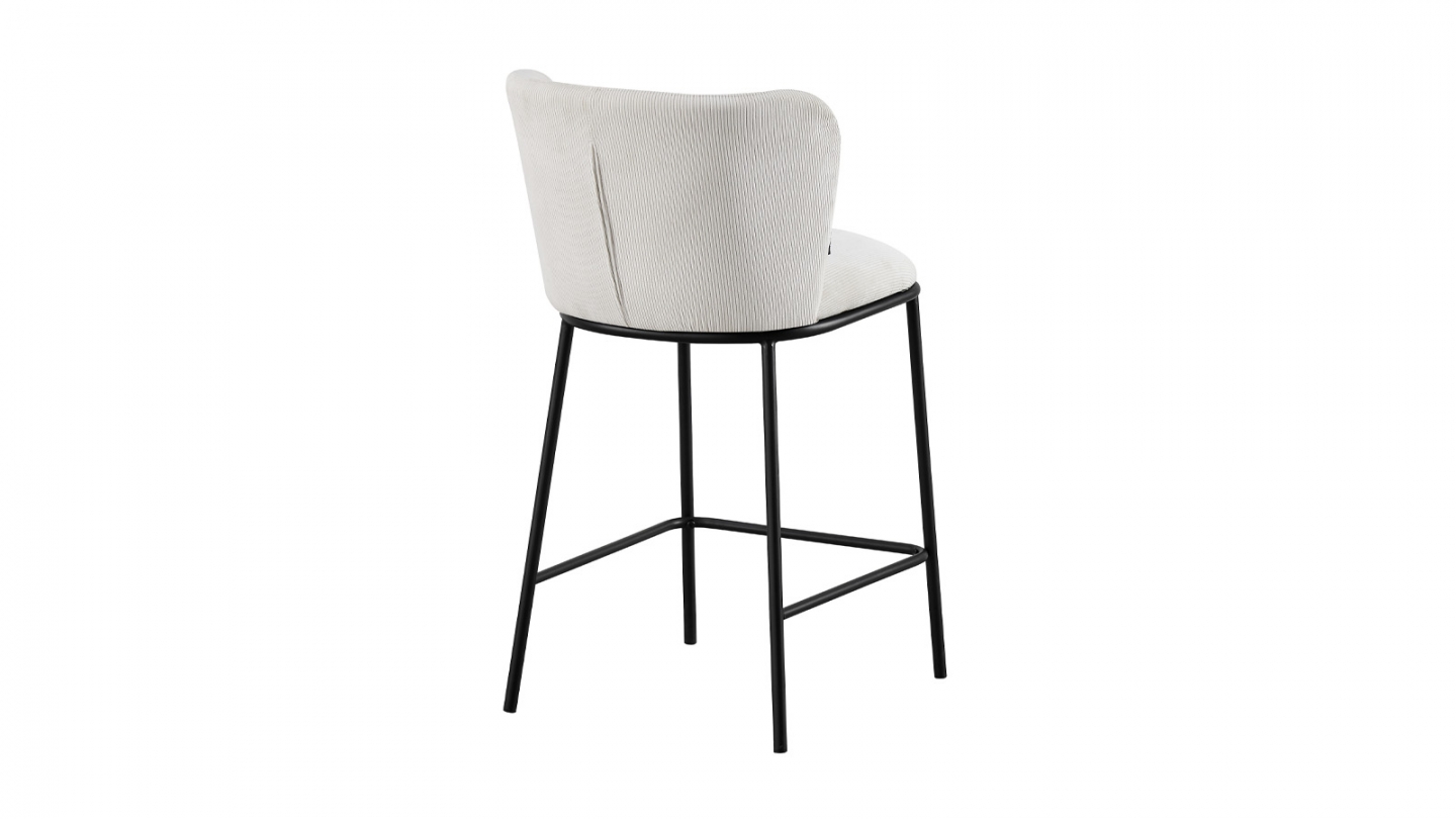 Lot de 2 tabourets de bar en velours côtelé beige - Toma