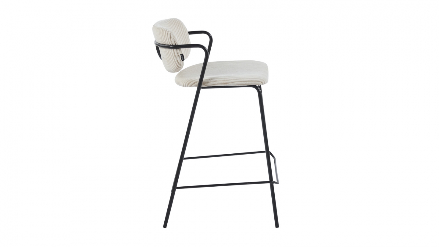 Lot de 2 tabourets de bar en velours côtelé beige - Jones