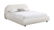 Lit adulte 160x200 cm avec sommier et tête de lit arrondie en velours beige - Maddie