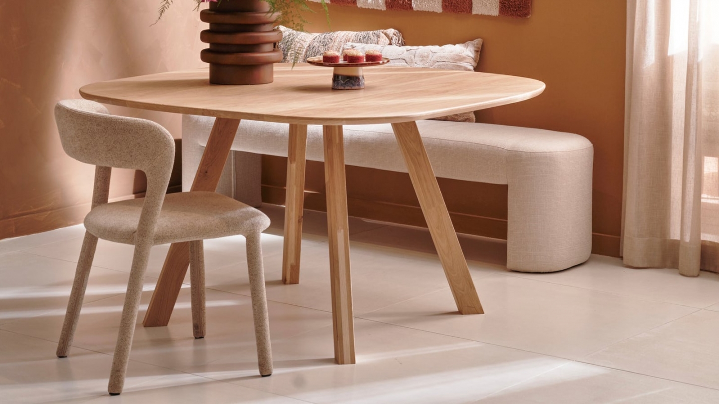 Chaise de salle à manger en tissu beige - Permit