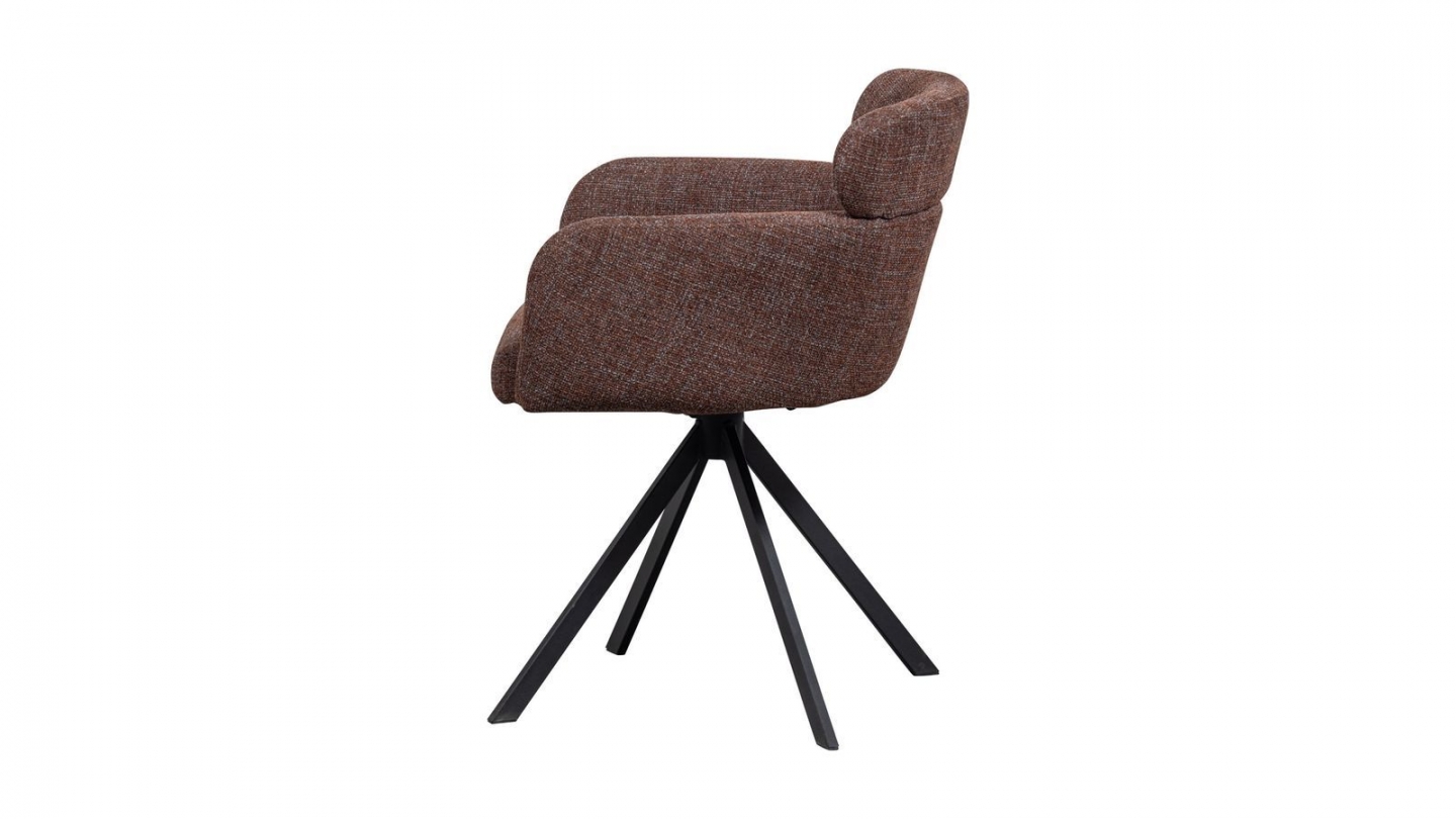 Fauteuil de table pivotant en tissu noisette - Fenne