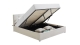 Lit coffre adulte 160x200 cm avec tête de lit capitonnée en velours beige et sommier - Tina