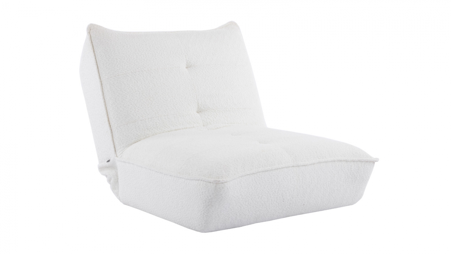 Fauteuil lounge en tissu bouclé beige - Matis