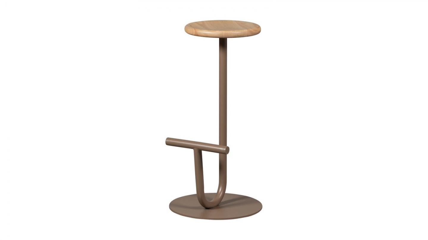 Tabouret de bar en bois et métal couleur cuivre - Kimo