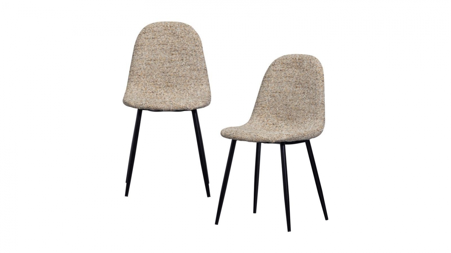 Lot de 2 chaises de salle à manger en tissu chenille beige - Marije