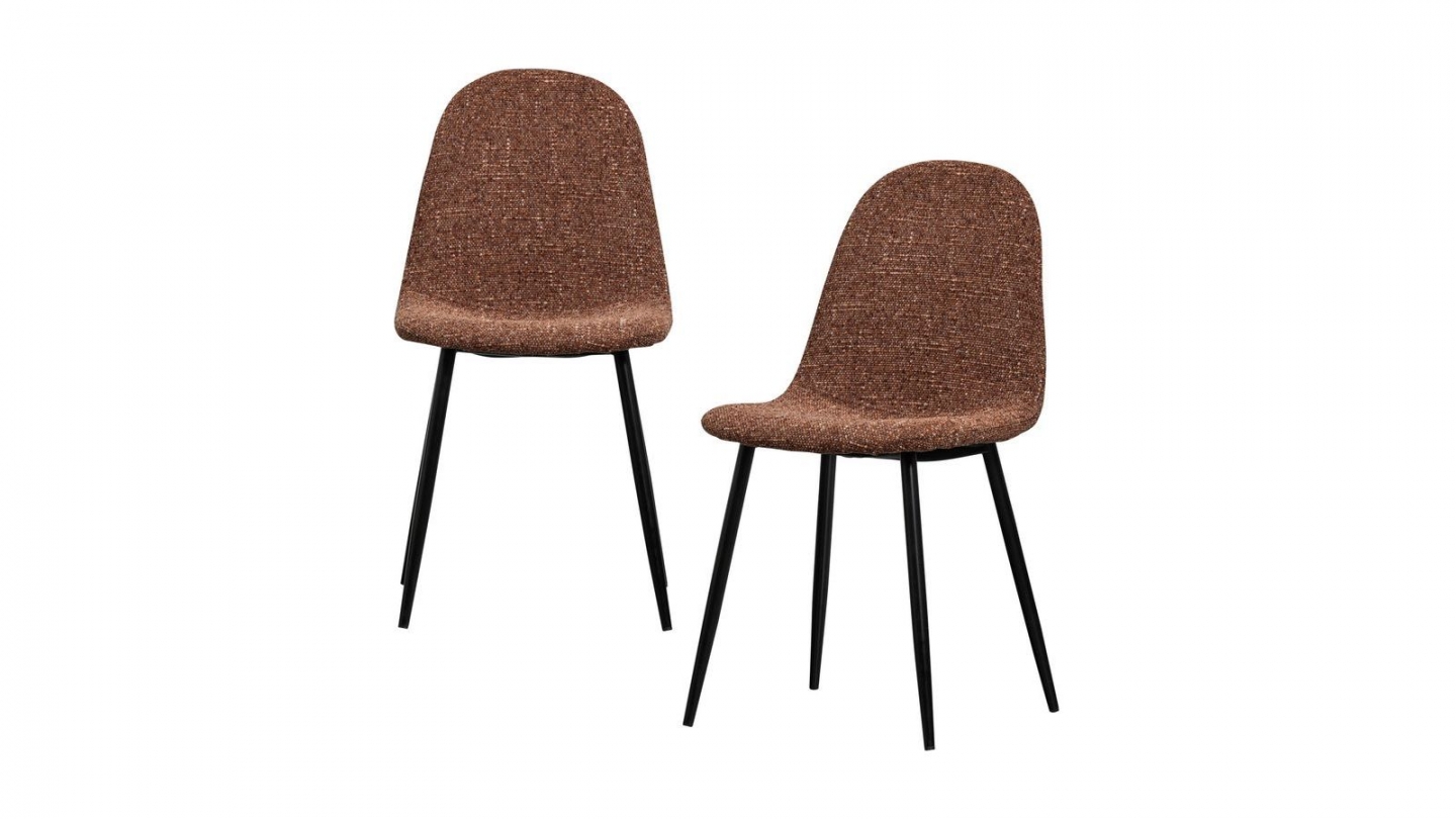 Lot de 2 chaises de salle à manger en tissu chenille marron - Marije