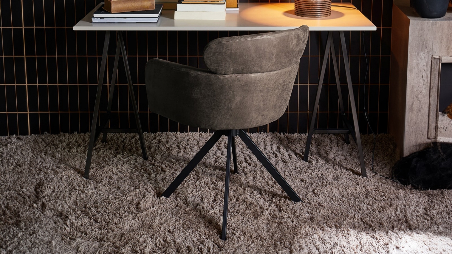 Fauteuil de table pivotant en simili gris - Fenne