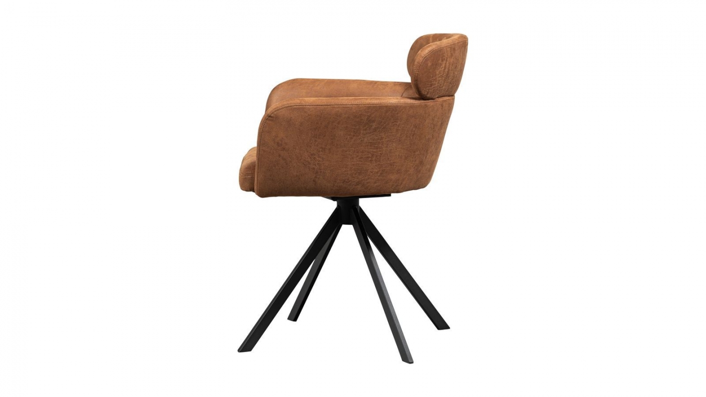 Fauteuil de table pivotant en simili cognac - Fenne