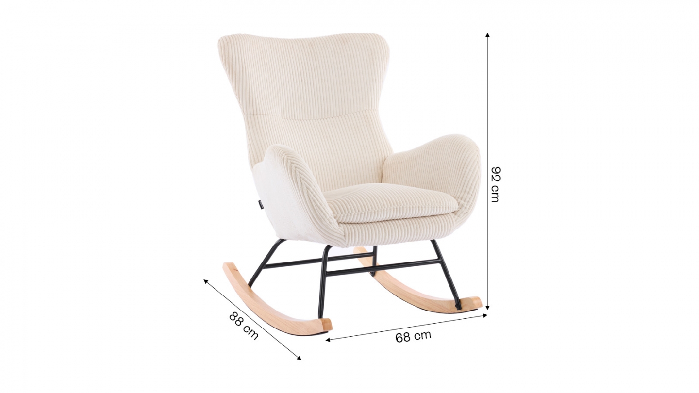 Rocking-chair en velours côtelé beige - Béa