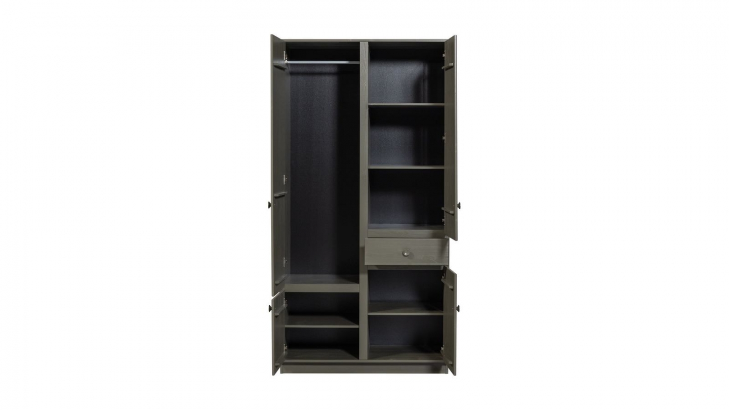 Armoire 4 portes 1 tiroir en bois FSC vert kaki 107 cm - Alfie