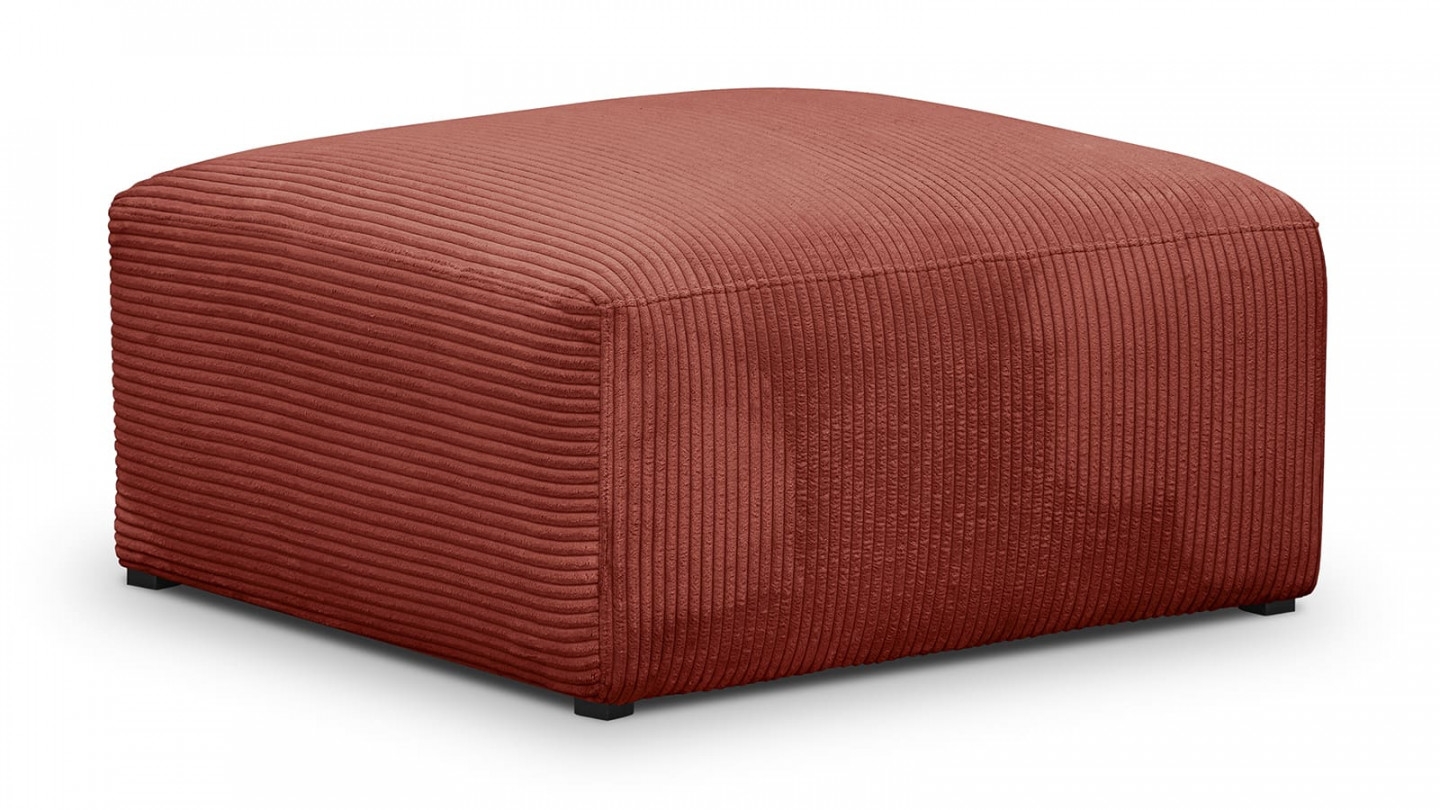 Canapé modulable panoramique 6 places avec méridienne à droite + pouf en velours côtelé rouille - Modulo New Canapé modulable panoramique 6 places avec méridienne à droite + pouf en velours côtelé rouille - Modulo New