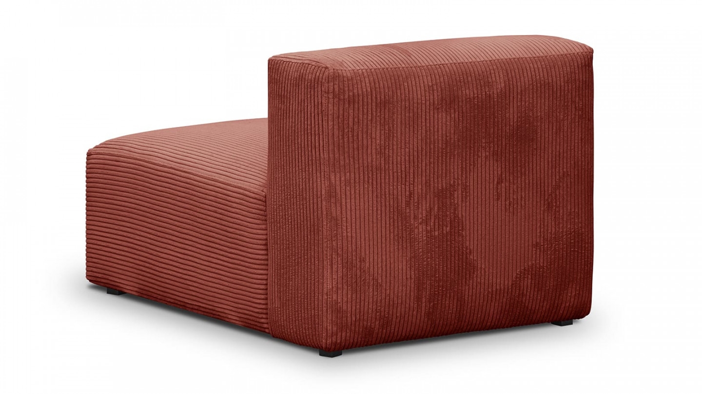 Canapé modulable panoramique 6 places avec méridienne à gauche + pouf en velours côtelé rouille - Modulo New Canapé modulable panoramique 6 places avec méridienne à gauche + pouf en velours côtelé rouille - Modulo New