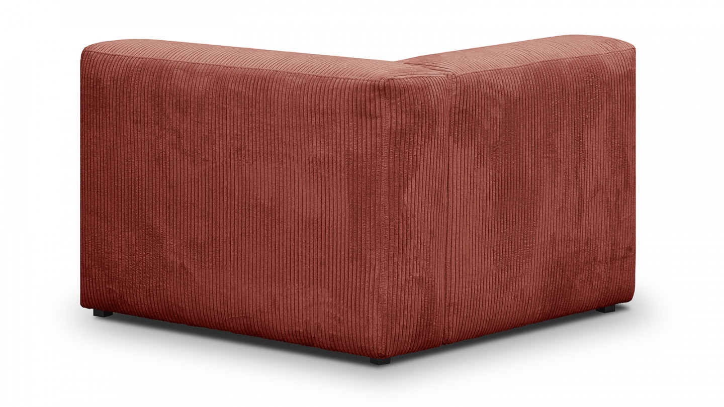 Canapé modulable panoramique 6 places avec méridienne à gauche + pouf en velours côtelé rouille - Modulo New Canapé modulable panoramique 6 places avec méridienne à gauche + pouf en velours côtelé rouille - Modulo New