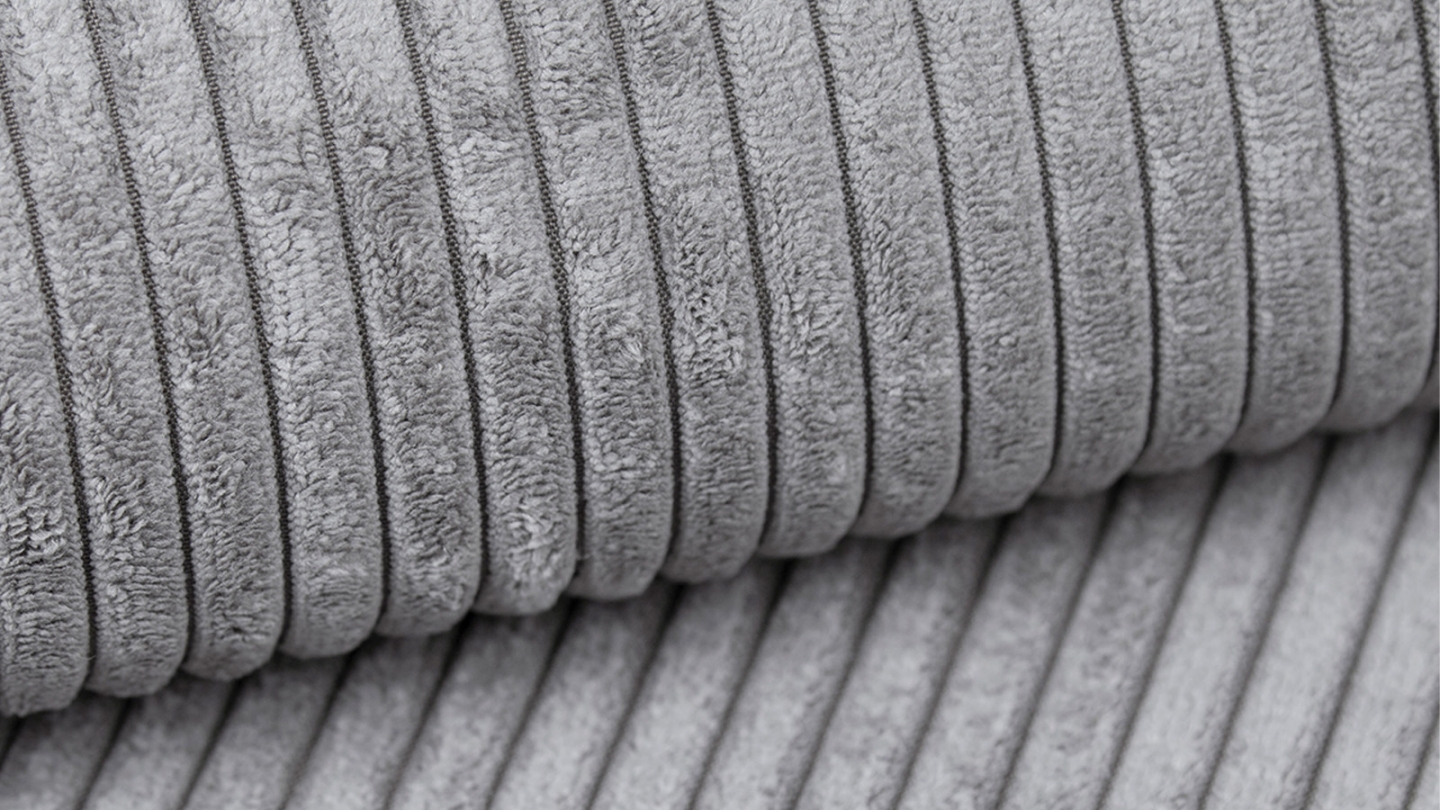 Méridienne d'angle à droite modulable en velours côtelé gris clair - Modulo New Méridienne d'angle à droite modulable en velours côtelé gris clair - Modulo New