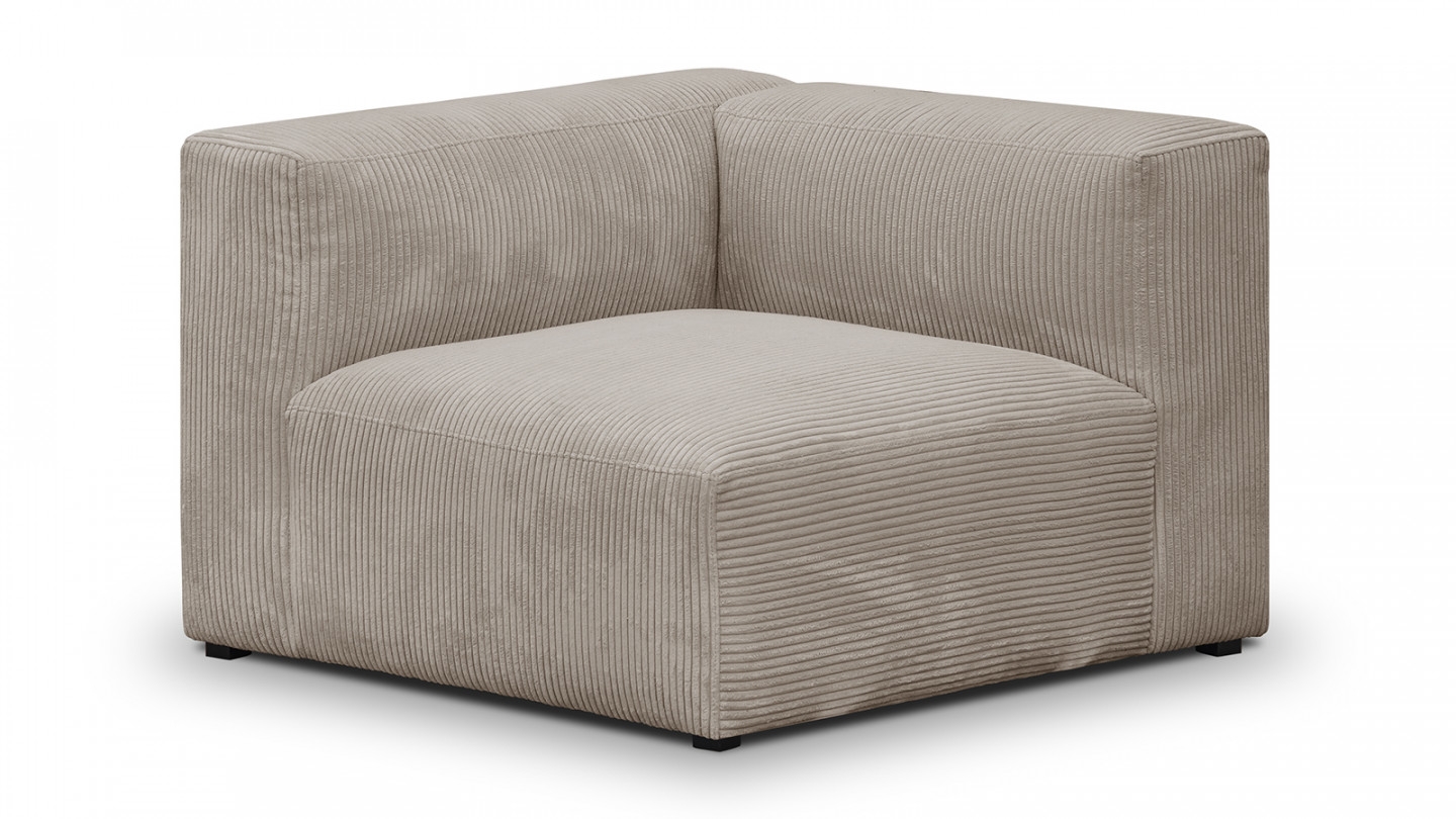 Canapé modulable panoramique 9 places ouvert à droite + pouf en velours côtelé taupe - Modulo New Canapé modulable panoramique 9 places ouvert à droite + pouf en velours côtelé taupe - Modulo New