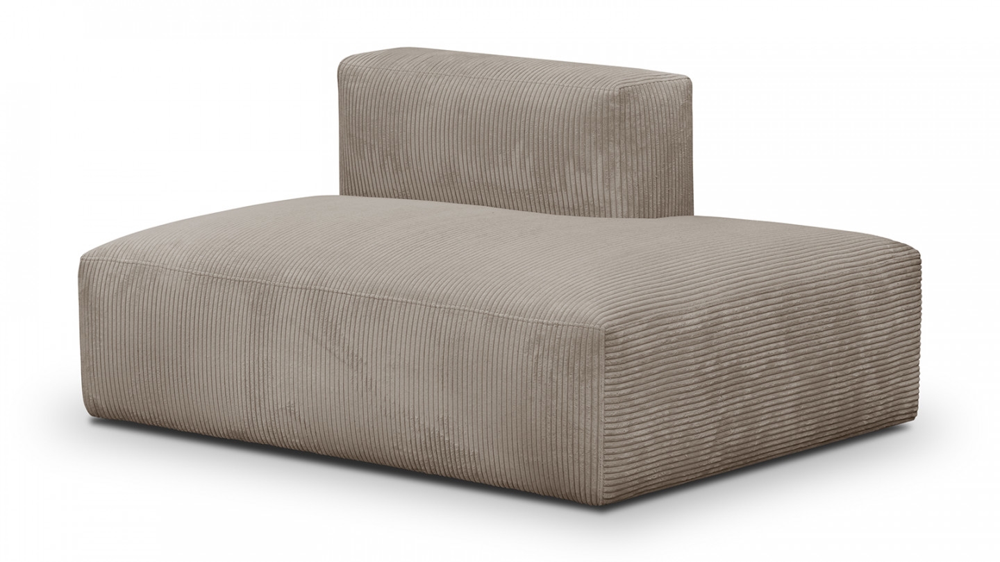 Canapé modulable panoramique 9 places ouvert à droite + pouf en velours côtelé taupe - Modulo New Canapé modulable panoramique 9 places ouvert à droite + pouf en velours côtelé taupe - Modulo New