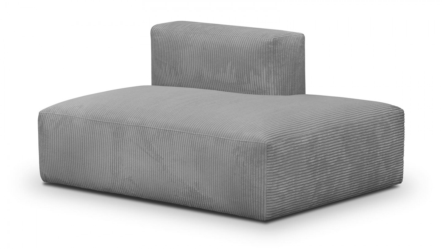 Canapé modulable panoramique 9 places ouvert à droite + pouf en velours côtelé gris clair - Modulo New