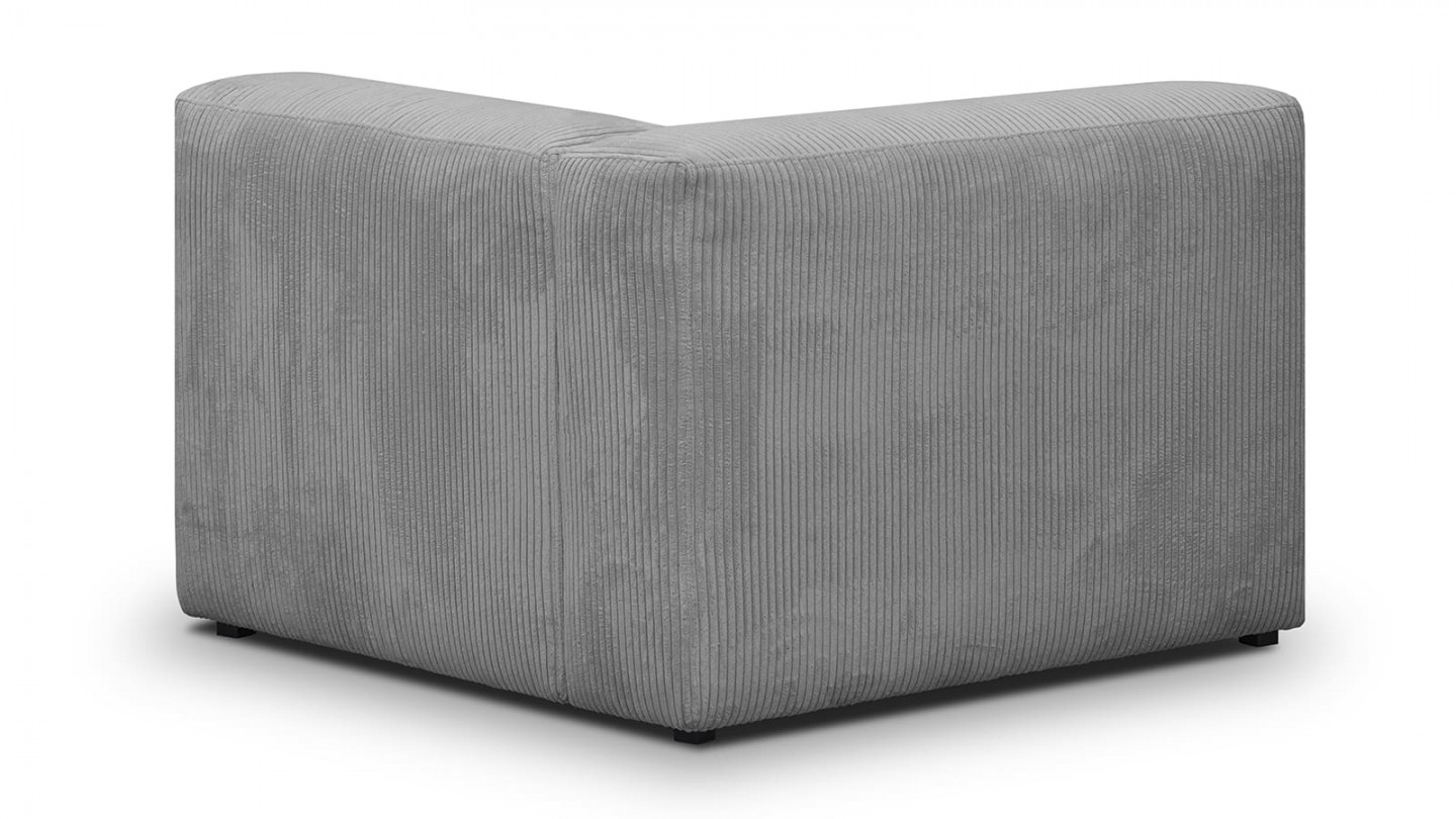 Canapé modulable panoramique 9 places ouvert à droite + pouf en velours côtelé gris clair - Modulo New