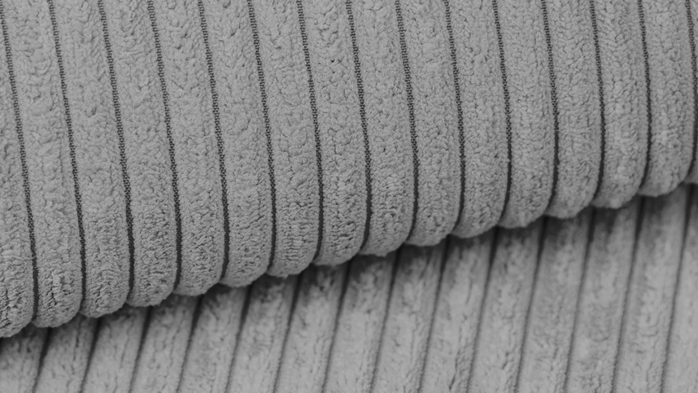 Canapé modulable panoramique 9 places ouvert à droite + pouf en velours côtelé gris clair - Modulo New